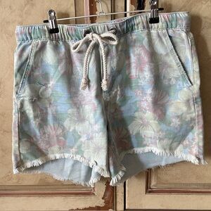 Aerie Floral High Waist Women's Shorts - Pastel Blue and Pink Size Medium